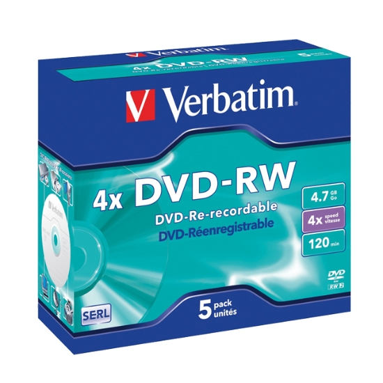 Obrázek DVD-RW VERBATIM 4,7 GB, 120 min. / 5-pack